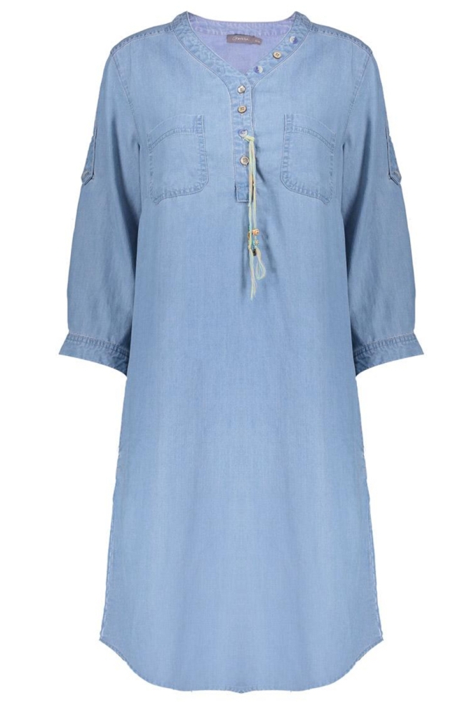 DENIM JURK MET SIERKOORD 57001 10 STONEBLEACH DENIM